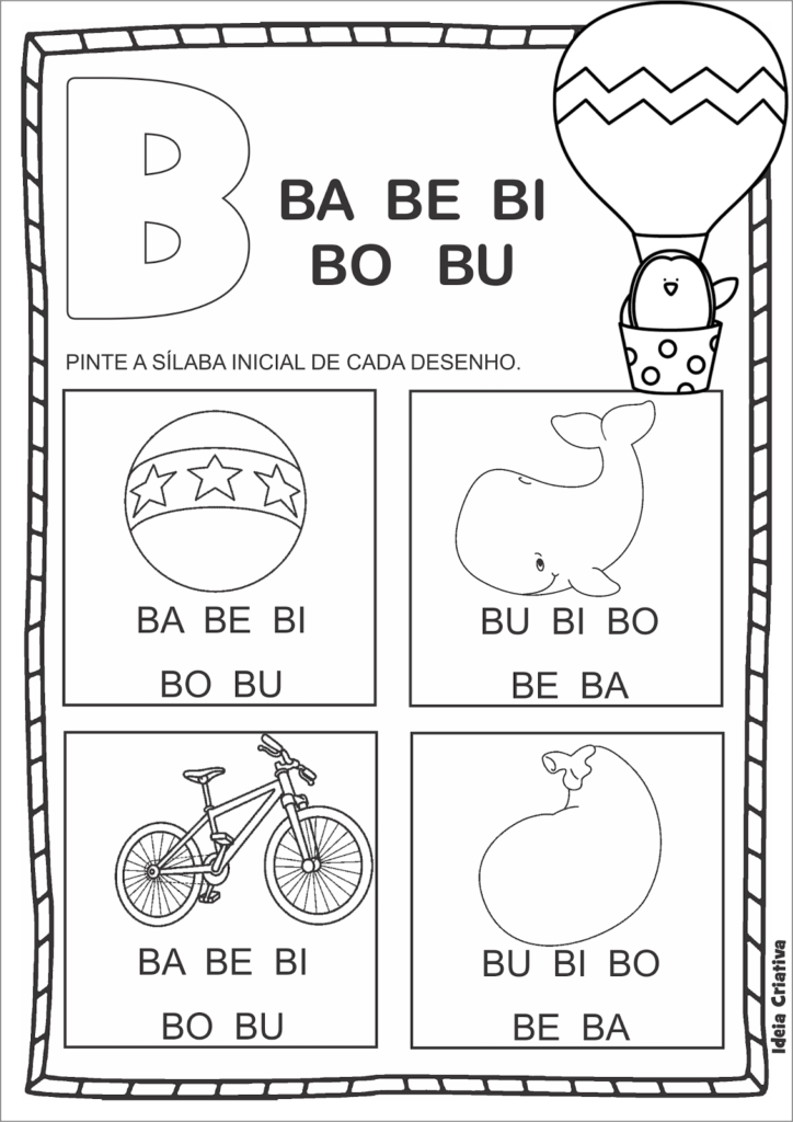 SÍLABAS COM B ( Ba Be Bi Bo Bu ) Para Alfabetização