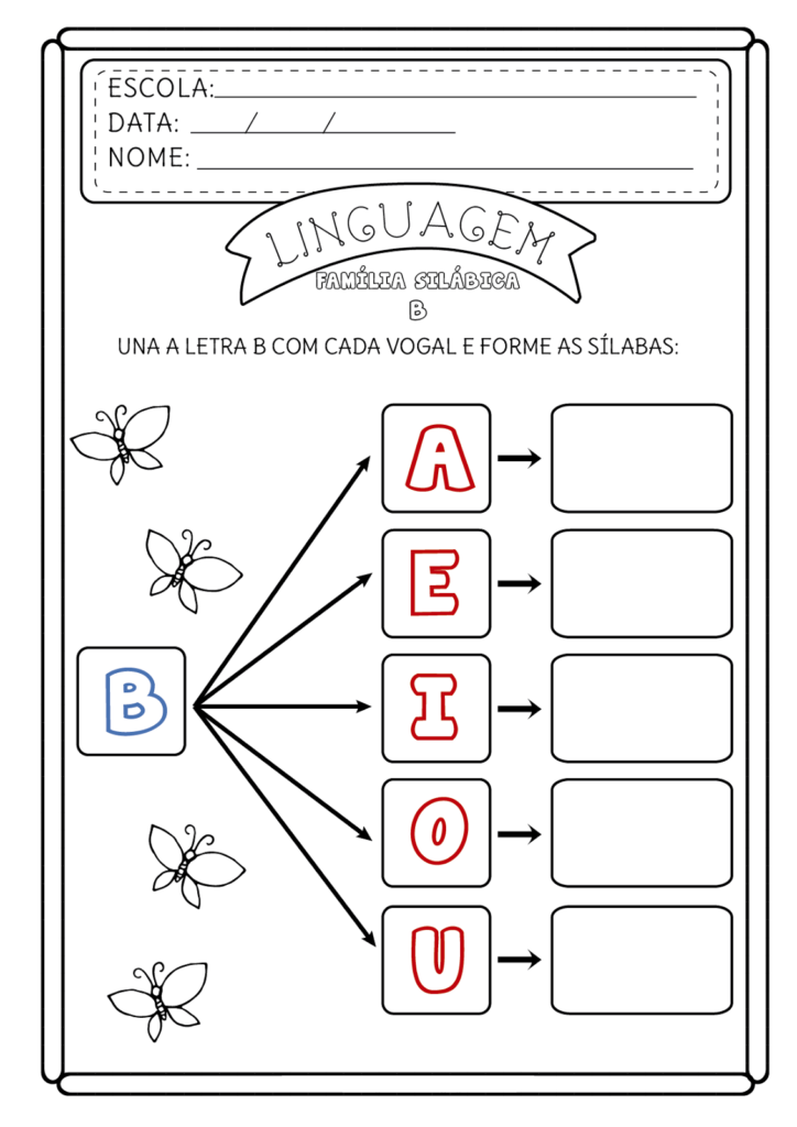 SÍLABAS COM B ( Ba Be Bi Bo Bu ) Para Alfabetização