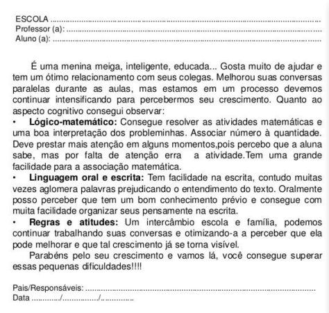 15 Opções De Modelo De Relatório INDIVIDUAL Do Aluno